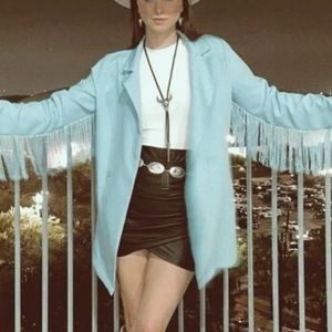 Blue blazer with fringe